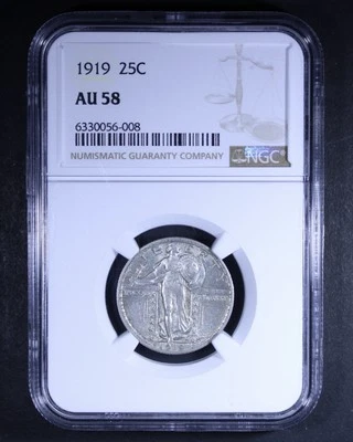 1919 Standing Liberty Quarter - 25c NGC AU58 - Lovely Example! - Image 1 of 4