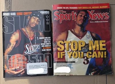 (2) Revistas Allen Iverson Vintage SLAM 5/2000/Noticias Deportivas 11/99 Cubierta Icónica Foto 1 de 4