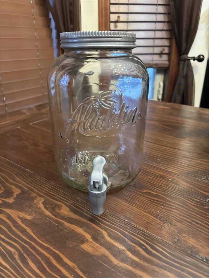 Dispensador de bebidas de vidrio Aladdin MASON TARRO con tapa y caño Foto 1 de 4