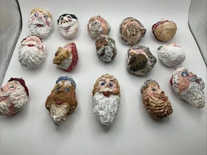 Vintage Pappmaché Weihnachtsmann Gesicht Kopf Weihnachtsschmuck Posten signiert - Bild 1 von 24