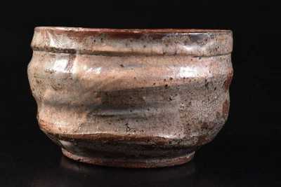 R1283: Japanese Old Seto-ware glay glaze Brush marks Muffle painting TEA BOWL - Image 1 of 4