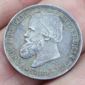 Brésil 200 Reis 1869 ARGENT Brazil - Picture 1 of 2