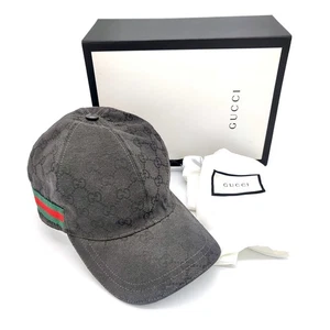 Gucci Cap Hat Sherry Line GG Canvas M Size Black Authentic With Box and Dust Bag - Picture 1 of 8