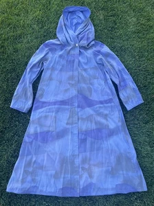 Mycra Pac Now Long Raincoat Sz 1-S/M Reversible Hooded Periwinkle Watercolor - Picture 1 of 13