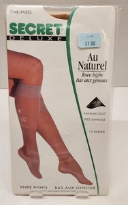 Knee Highs SECRET DELUXE Au Natural One Size NIP 2 Pair Hosiery Sand Foot - Bild 1 von 2