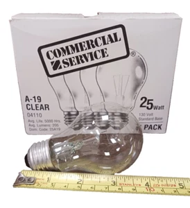 Abco / Westinghouse 130V 25W Commercial Service Long Life Bulb - Clear - 4 Pcs. - Picture 1 of 5