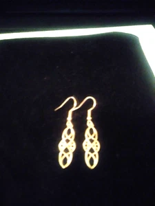 14KT ROSE GOLD & STS SHINY SWING DROP DANGLE EARRINGS 1 IN SPECIAL + BONUS - Picture 1 of 1