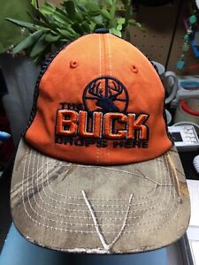 Team Realtree "The Buck Drops Here"  Orange Ballcap Hat Good Condition