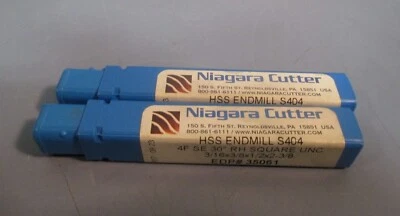 LOT OF 2 NIAGARA CUTTER HSS ENDMILL S404 3/16X3/8X1/2X2-3/8 35061 - Image 1 of 3