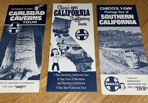 3 - 1970's CHICO'S CARLSBAD CAVERNS / CALIFORNIA TOUR Brochure SANTA FE Railroad - Picture 1 of 13