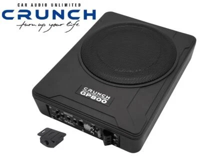 Crunch GP800v2 Aktiver Untersitz Subwoofer 20 cm, 8" mit Basspegel Fernbedienung - Bild 1 von 4