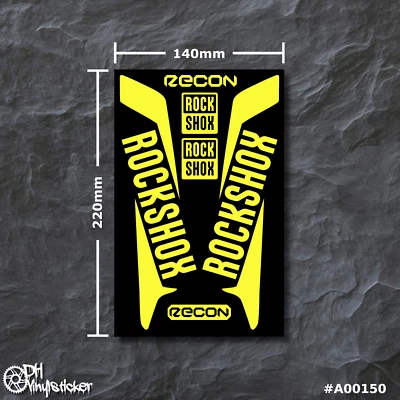 Rockshox Recon Stickersatz Neongelb | Aufklebersatz Set Fahrrad eBike MTB Gabel