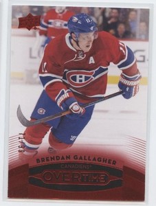 BRENDAN GALLAGHER 2015-16 UD OVERTIME #129 RED FOIL PARALLEL /99