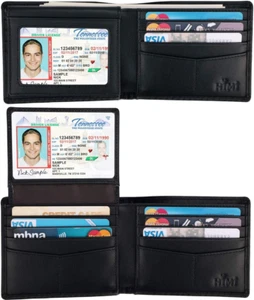 Billetera Hombre Carteras De Cuero Men Minimalista Delgadas Bloqueo Rfid Para-US - Picture 1 of 12