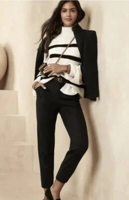 Banana Republic Pleated Wool-Blend Pant Size 2 Black NWT - Image 1 of 4