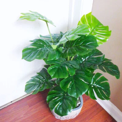 Planta Monstera Artificial 21" Alto Palmera Arbusto Imitación 18 Hojas de Tortuga Decoración EE. UU. Foto 1 de 4