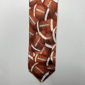 Nuevo de Lote Antiguo Ralph Marlin Hombre Corbata Cuello 3 3/4” "Just Balls" Fútbol 1995 Marrón Beige Seda - Imagen 1 de 10