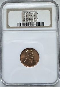 1953-S Lincoln Cent MS67RD NGC (#PA131570018)