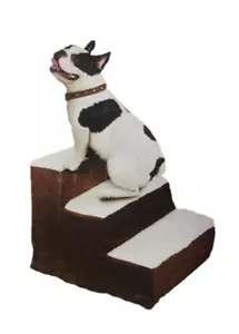 Escaleras escalonadas pequeñas para perro perro gato con cubierta extraíble | marrón + blanco - Imagen 1 de 6