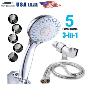Soffione Doccia Alta Pressione 5 Impostazioni Soffione Doccia Portatile Spray con Tubo da 5 FT - Foto 1 di 7