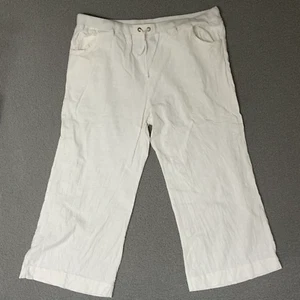 Roaman's Elastic Waist cream Color Pants Slacks Women's Size 24W linen blend - Picture 1 of 9
