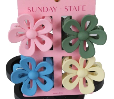 Pinzas para el cabello Sunday State 4 piezas con forma de flor talla única multicolor nuevas con etiquetas Foto 1 de 4