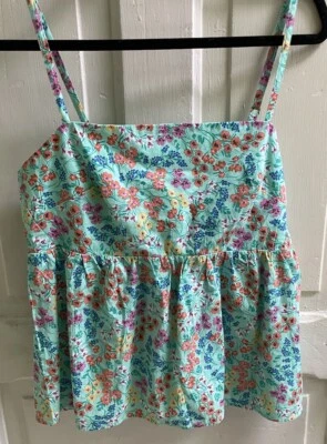 Top femenino J Crew nuevo con etiquetas con tirantes talla 12 verde estampado floral talla 12 Foto 1 de 4