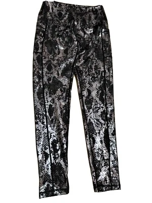 New Black/silver Lucky Chico Snake Skin Pattern Yoga Pants with pockets -Medium - Image 1 of 4