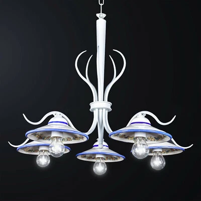 Chandelier Classic Wrought Iron White And Ceramics 5 Lights Bga 3137-5 - Image 1 of 2