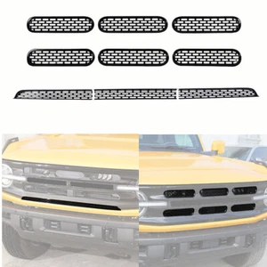 9Pc Front Grille Inserts Mesh Net Trim Cover For Ford Bronco 4Door 2021-24 Black - Picture 1 of 19