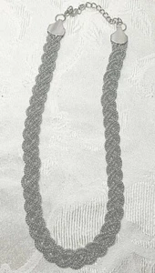 Mesh Choker Necklace Silver Tone Braided New - Picture 1 of 11
