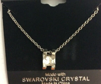 Collar Colgante Cristal Swarovski Inicial Letra "H" Cadena 18" ENVÍO GRATUITO Foto 1 de 3