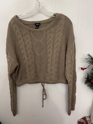 Suéter Rue 21 XL Crop Cableknit Manga Larga Beige Usado en Excelente Condición Foto 1 de 4
