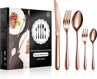 vancasso Besteck Set 6 Personen 30 tlg Edelstahl mit Messer Gabel Löffel Poliert - Bild 1 von 4