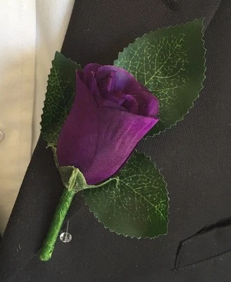 Classic Keepsake Artificial Rose boutonniere, floral Tape Wrapped, pin included - Image 1 of 4