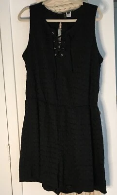 WANT and Need Woman's Plus Size 1X Black Sleeveless Textured Romper NWOT - Image 1 of 4