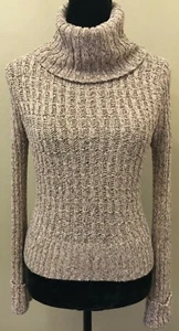 Free People Womens Turtleneck Crop Sweater Medium Gray Marled Roll Cuff Cotton - Picture 1 of 12