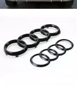 Glanz Schwarz Emblem Ringe V+H Kühlergrill Für Audi A4 A5 A6 273x94+193x66MM - Bild 1 von 5