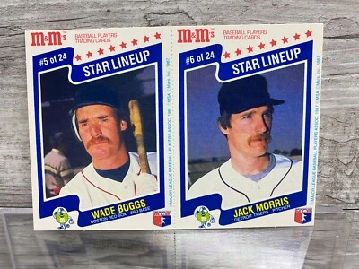 1987 M&M's Star Lineup Wade Boggs Jack Morris #5-6 Uncut Sheet - Image 1 of 2