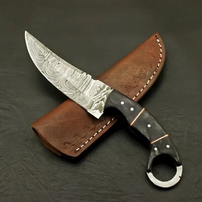 Beautiful Karambit Knife Custom Hand Made Damascus Steel Kinfe With Bone & Horn - Image 1 of 4
