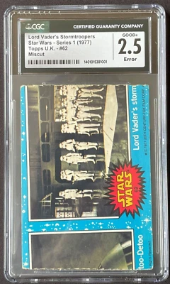 Topps Star Wars 1977 Lord Vader's Stormtroopers 62 Series 1 Error Miscut CGC - Image 1 of 2