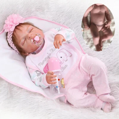 Muñecas bebé renacido real cuerpo completo muñeca de vinilo de silicona muñeca niña recién nacida realista Foto 1 de 4