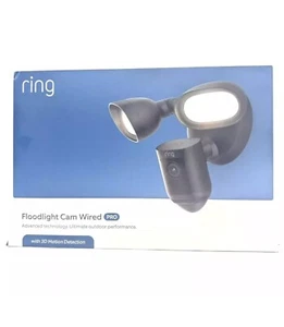 Nuevo Ring Floodlight Cam Wired Pro con vista de pájaro y detección de movimiento 3D negro - Imagen 1 de 3