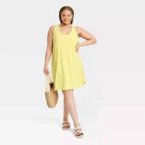 un abito donna smanicato spugna tank soild cotone giallo nuovo giorno, taglia large - Foto 1 di 3