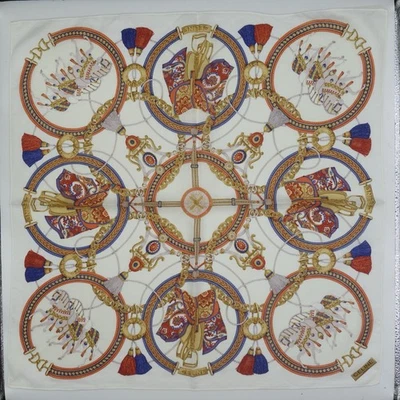 "Pañuelo vintage HK144-CELINE París 22""x22"" bufanda ecuestre borla mordida de caballo" Foto 1 de 4