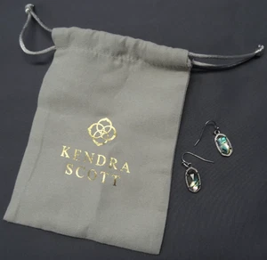 Kendra Scott Lee Silver Abalone Shell Dangle Drop Earrings Oval Pearlescent Blue - Picture 1 of 9