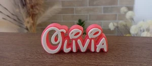 OLIVIA PERSONALIZE DISNEY NAME PLATE SIGN CUSTOM DOOR TAG FONT WALL BEDROOM PINK - Picture 1 of 1