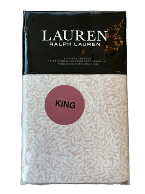 Ralph Lauren~Spencer Leaf ~King~Blush~Sateen 2 Pillowcases~230 tc~ MSRP $85~NWT - Image 1 of 4