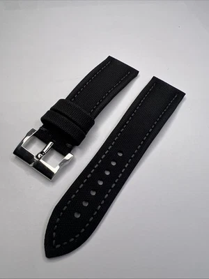 Authentic Blancpain 23mm Dark Grey Fabric Rubber Band Strap w/ 20mm Steel Tang - Image 1 of 4