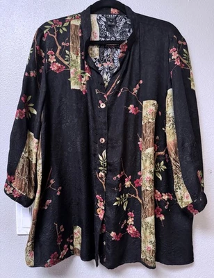 Blusa CITRON SANTA MONICA Flor de Cerezo Seda Repujada Con Cuentas 1X Foto 1 de 4